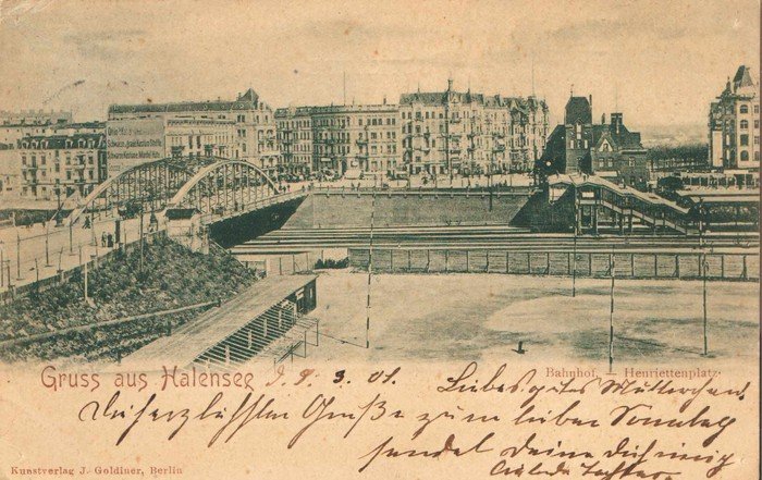 Der Bahnhof am Henriettenplatz - Postkarte von 1901